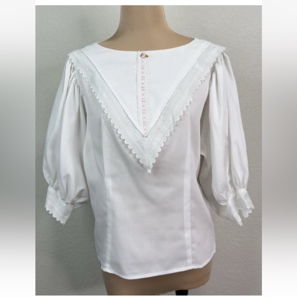 Vintage Candi California Cottagecore Peasant Puff Sleeve Blouse M